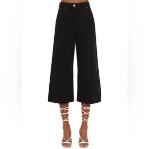 Jacquemus La Riviera Wide Leg Cropped Jeans in Black Size 27